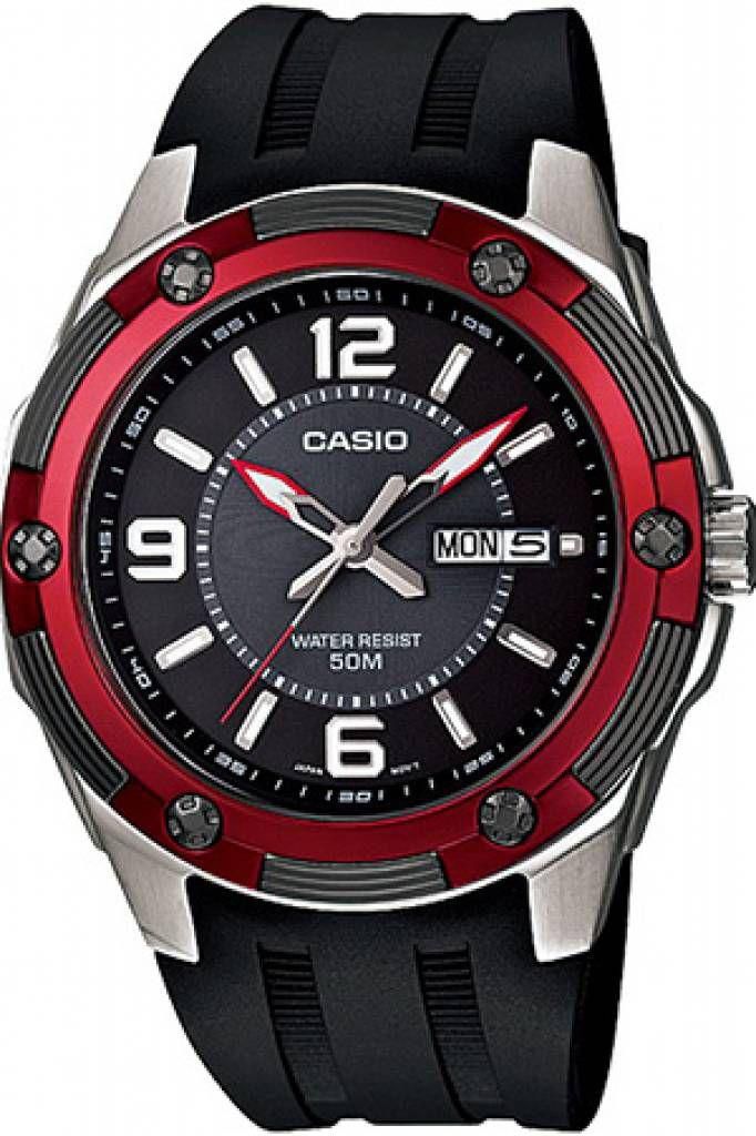 Casio Women's Red Dial Resin Band Watch [MTP-1327-1AV]