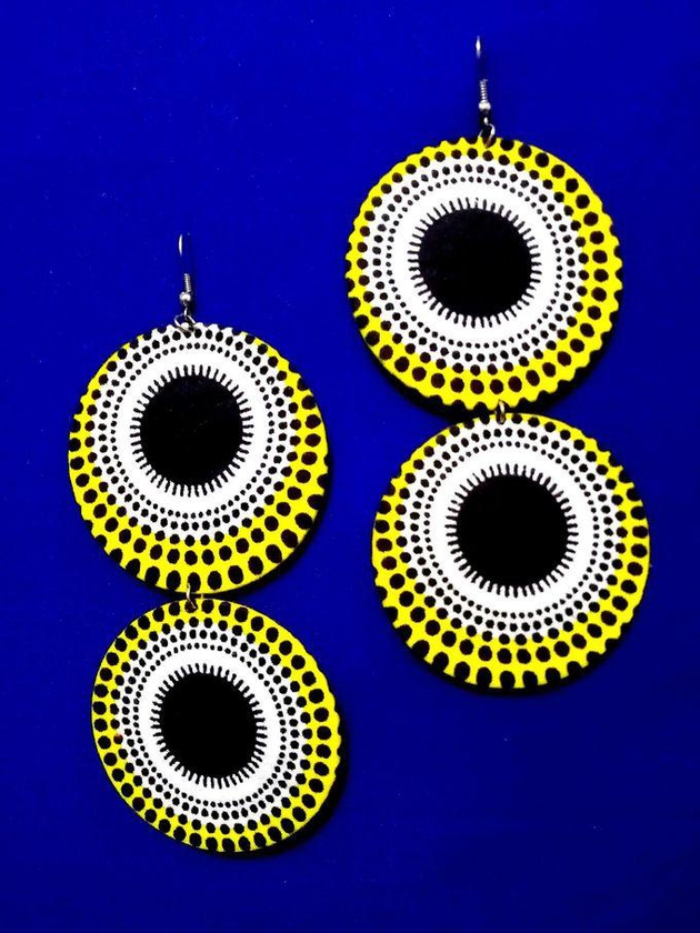Fashion Ankara Earings - yellow