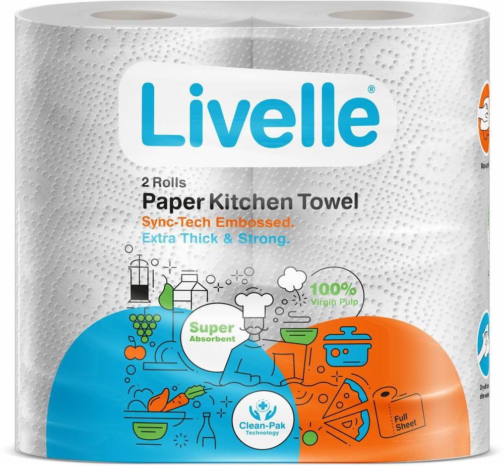 Livelle Kitchen Towel Twins White 10x2s