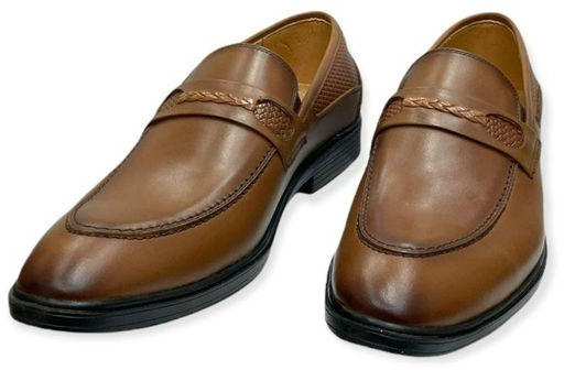 Squadra Round Toe Leather Formal Brown Shoes