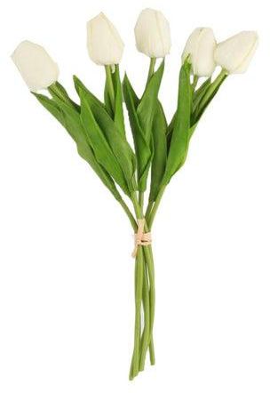 Tulip Artificial Flowers White/Green 10centimeter