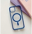 غطاء جراب مغناطيسي يدعم الماجسيف بحواف ملونة وتصميم رائع لهاتف ابل ايفون 11 - ازرق / شفاف IPhone 11 (6.1 Inch)
