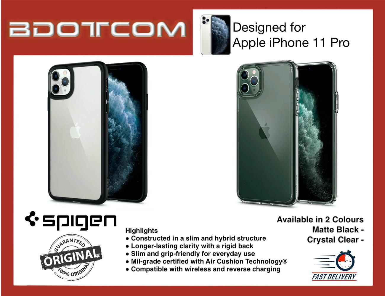 Spigen Ultra Hybrid Protective Apple iPhone 11 Pro Case (2 Colors)