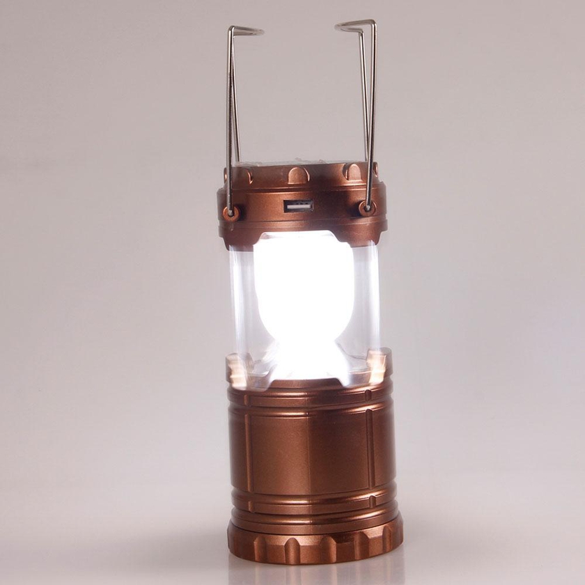 G85 Portable 6 LED Rechargeable Solar Camping Lantern Brown