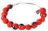 Red and Black Adjustable Bangle Bracelet For Women Made With Natural Huayruro Seed 8mm Beads By Evelyn Brooks