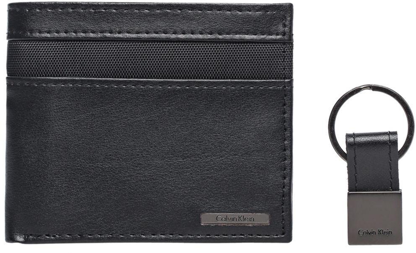 Calvin Klein 2979416-BLK Passcase with Key Fob Wallet for Men - Leather, Black