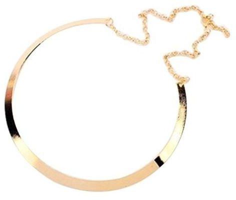 Bluelans Girl's Thin Mirrored Necklace Metal Choker Gold Plated Circle Jewelry