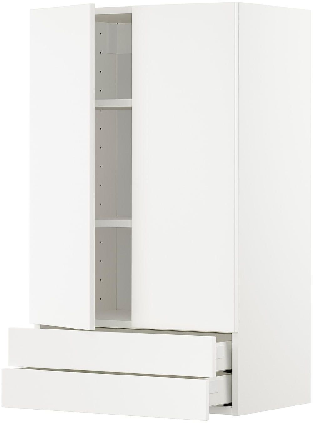 METOD / MAXIMERA Wall cabinet w 2 doors/2 drawers - white/Veddinge white 60x100 cm