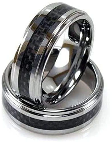 Tungsten Carbide Ring with Black Fiber - 11US