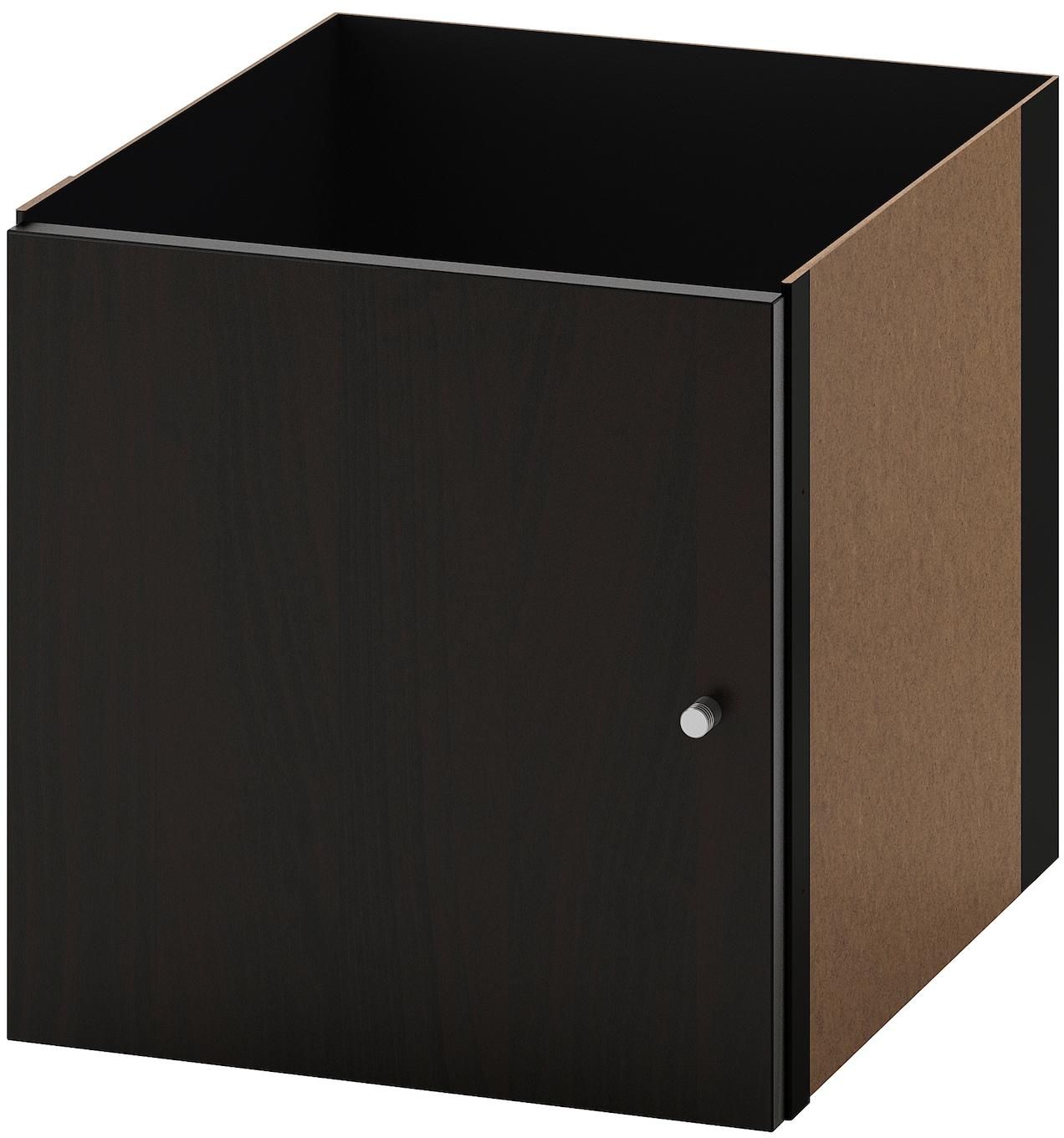 KALLAX Insert with door - black-brown 33x33 cm