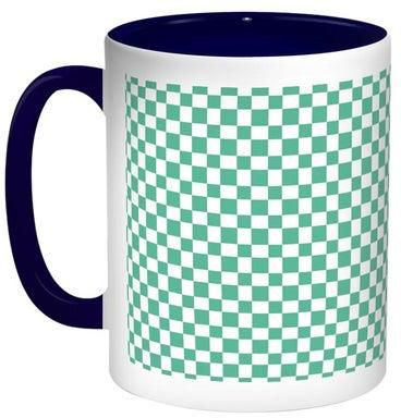 Motifs Of Green Boxes Printed Coffee Mug Blue/Green/White