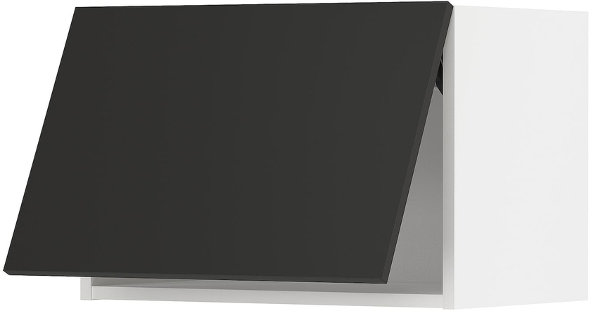 METOD خزانة حائط افقية - أبيض/Nickebo فحمي مطفي ‎60x40 سم‏