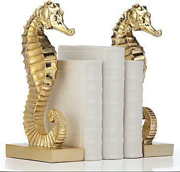 Seahorse Gold Bookends