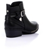 Dejavu Decorative Straps Plain Ankle Leather Mid heels Boots - Black