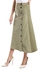 Kady Ribbed Pattern Elastic Waist A-Line Skirt - Light Olive