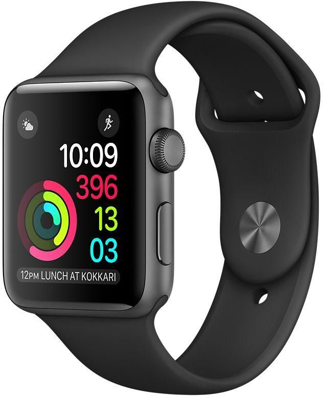 Apple Watch Series 2 - 42mm Space Gray Aluminum Case with Black Sport Band, OS 3 - MP062