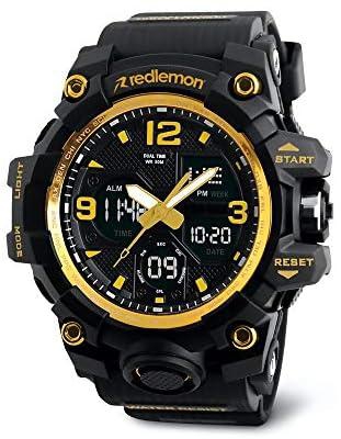Redlemon Digital and Analogue Military Sports Watch for Men Against Water Display with Lighting Stopwatch Alarm and Date, Model 1155B.