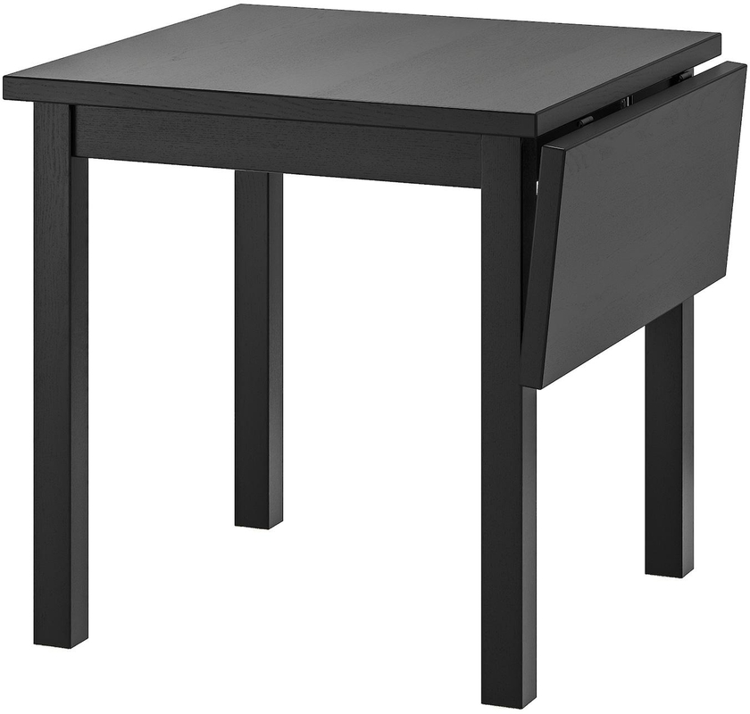 NORDVIKEN Drop-leaf table - black 74/104x74 cm
