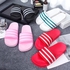 Household Shoes men's simple striped slippers women's sandals couple indoor antiskid bath slippers Black 40-41