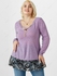 Plus Size Floral Lace Panel Crisscross T-shirt - L
