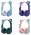 Wireless Gaming Headset p47 Cat Ear LED Light Up Bluetooth Headset Stereo Light Up Headset for Kids Adults Multiple Colors (Pink Grey)