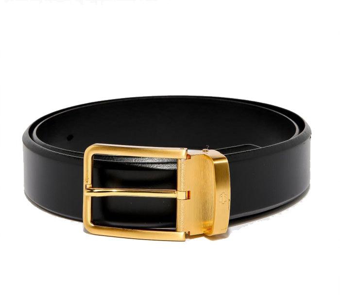 Black Italian Leather Belt Strap + Imperial Piercer - Gold Buckle