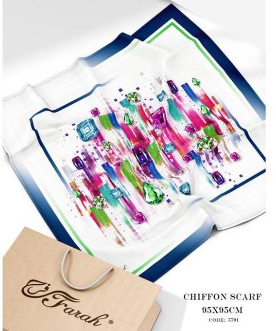 Farah سكارف شيفون مطبوع مربع 95 × 95 سم - خفيف وناعم ومريح ومتعدد الاستخدامات للنساء - Style-13