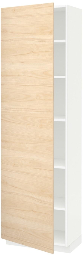 METOD High cabinet with shelves - white/Askersund light ash effect 60x37x200 cm