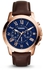 Fossil Grant For Men Blue Dial Leather Band Chronograph Watch - FS5068