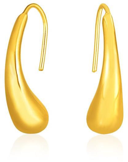14k Yellow Gold Puffed Teardrop Earrings-rx49370