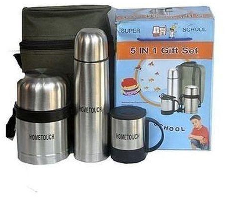 Set Of 5 Stainless Steel Food Flask