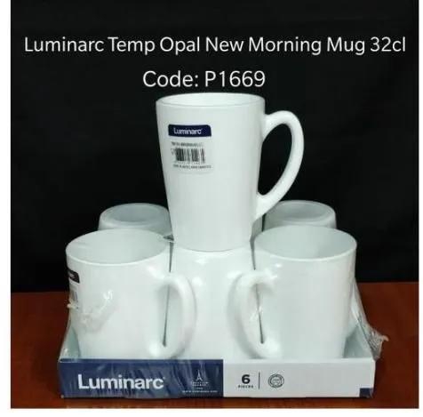 (OFFER PRICE). Luminarc Plain White Tea Coffee Mug Cup - Set Of 6.  Material: Toughened GLASS . Package Quantity : Set of  6. Dishwasher-safe .Microwave-safe. used for coffee, tea,