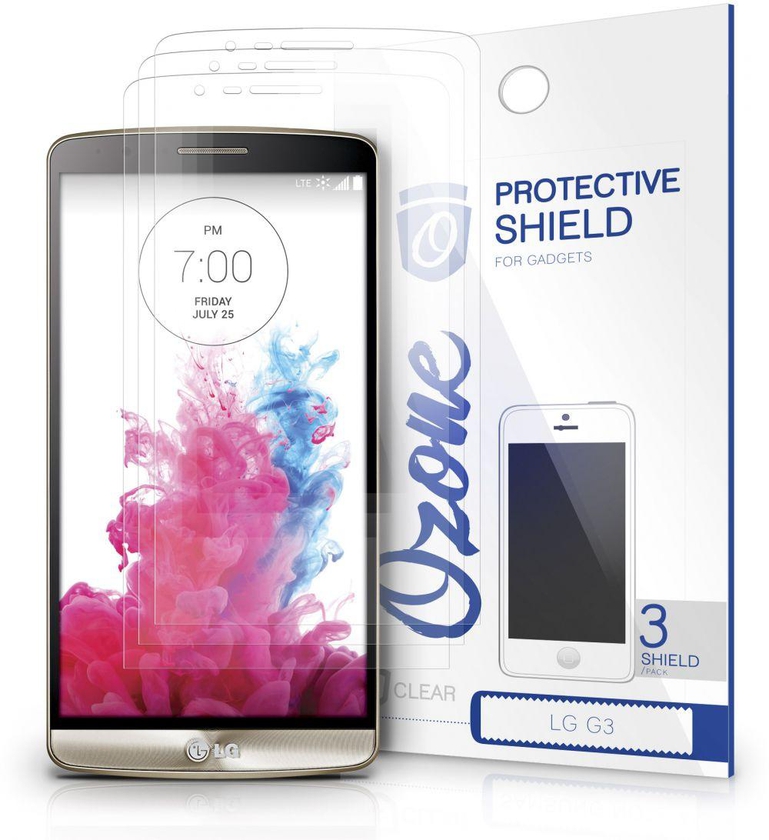 Pack of 3-OZONE Crystal Clear HD Screen Protector Scratch Guard for LG G3