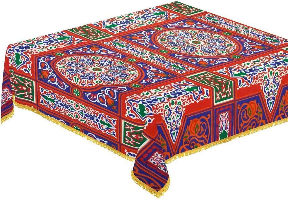 Tablecloth With Khayami Design For Ramadan, Cotton,1.5 X 1.5 Meters