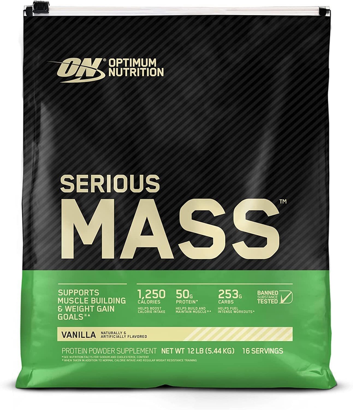 Optimum Nutrition Serious Mass, Vanilla 12 Lbs 2/Cs