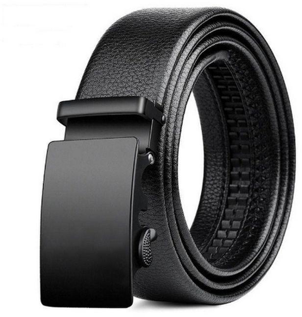 Designer Leather Automatic Mens Strap Belt -Black