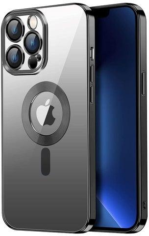 حافظة مغناطيسية شفافة لهاتف iPhone 14 Pro مع MagSafe حماية مدمجة للكاميرا وغطاء سيليكون زجاجي نحيف غير أصفر ومضاد لبصمات الأصابع والخدش وشحن لاسلكي