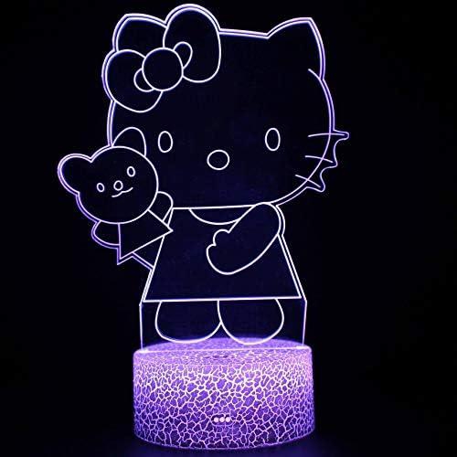3D LED Night Light Table Desk Lamp 16 Color Optical Illusion Lights Hello Kitty 8