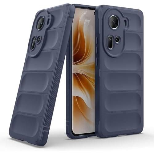 (For Reno 11 5G) Akira Back Case For Oppo Reno 11 5G Back Cover Ultra Thin Liquid Silicone Rubber Soft TPU Flexible Bumper Hybrid Rugged Armor Shockproof Smooth Surface Protective Case (Navy)