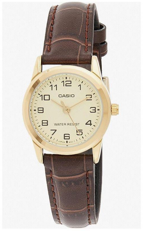 Casio Women's Water Resistant Leather Analog Watch 31 mm Brown LTP-V001GL-9BUDF