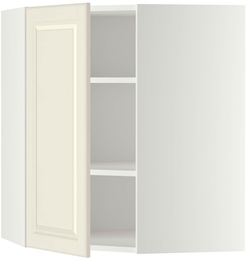 METOD خزانة حائط زاوية مع أرفف - أبيض/Bodbyn أبيض-عاجي ‎68x80 سم‏