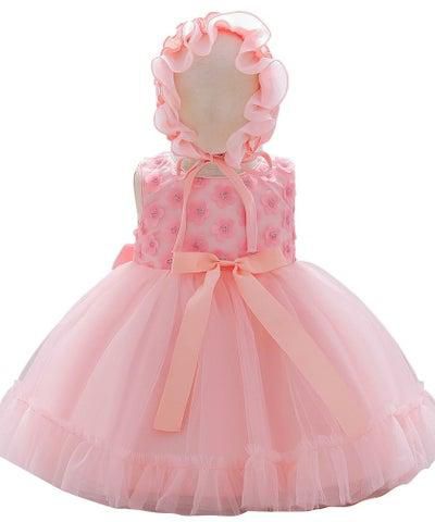 Stylish Fairy Flower Dress With Hat Pink