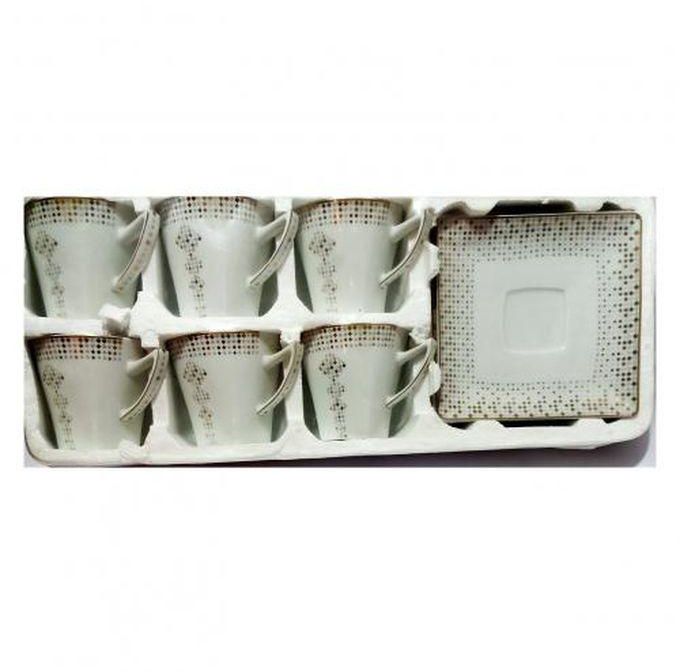 Porcelain Tea Cups Set - 12 Pieces