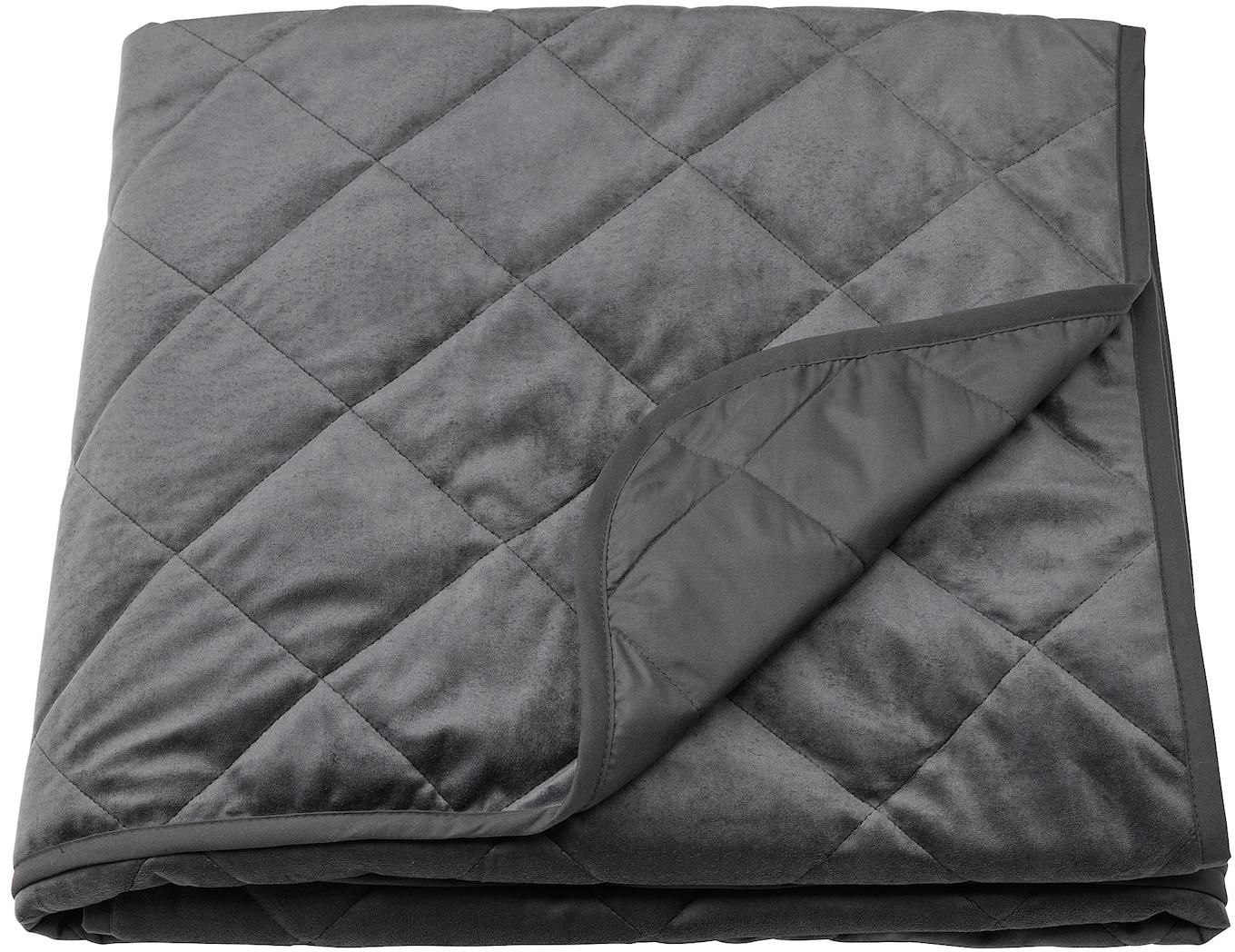 MJUKPLISTER Bedspread - dark grey 160x250 cm