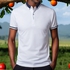 Mens Formal Shirts Casual Round Neck Short Sleeved T-shirt Polos - White