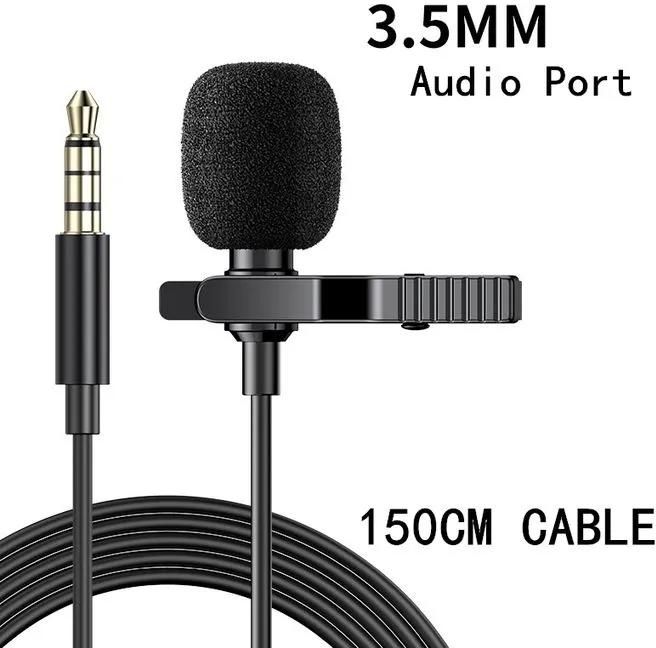 Lapel Microphone For Cameras Phone,150CM Cable