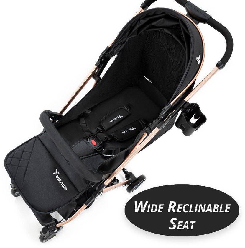 Teknum - Explorer Travel Stroller with Diaper Bag & Stroller Hooks - Black- Babystore.ae
