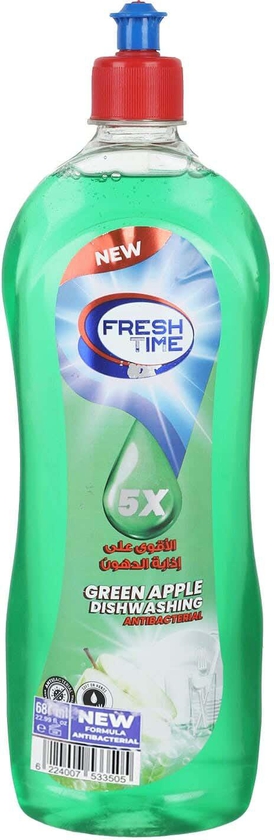 Get Fresh Time Dishwashing Liquid with Apple Scent, 680 ml - Green with best offers | Raneen.com
