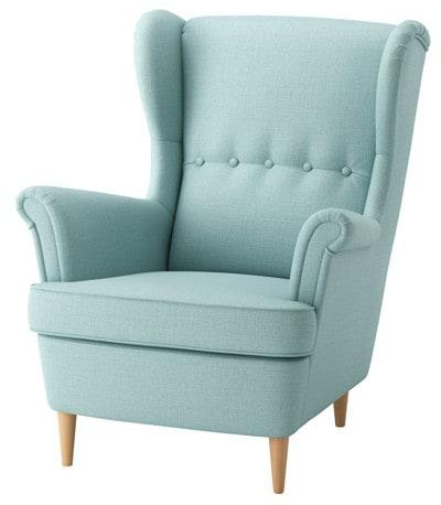 STRANDMON Wing chair, Skiftebo light turquoise