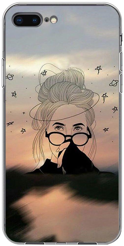 Girl and Bird Print Phone Case for iPhone 7 Plus and iPhone 8 Plus